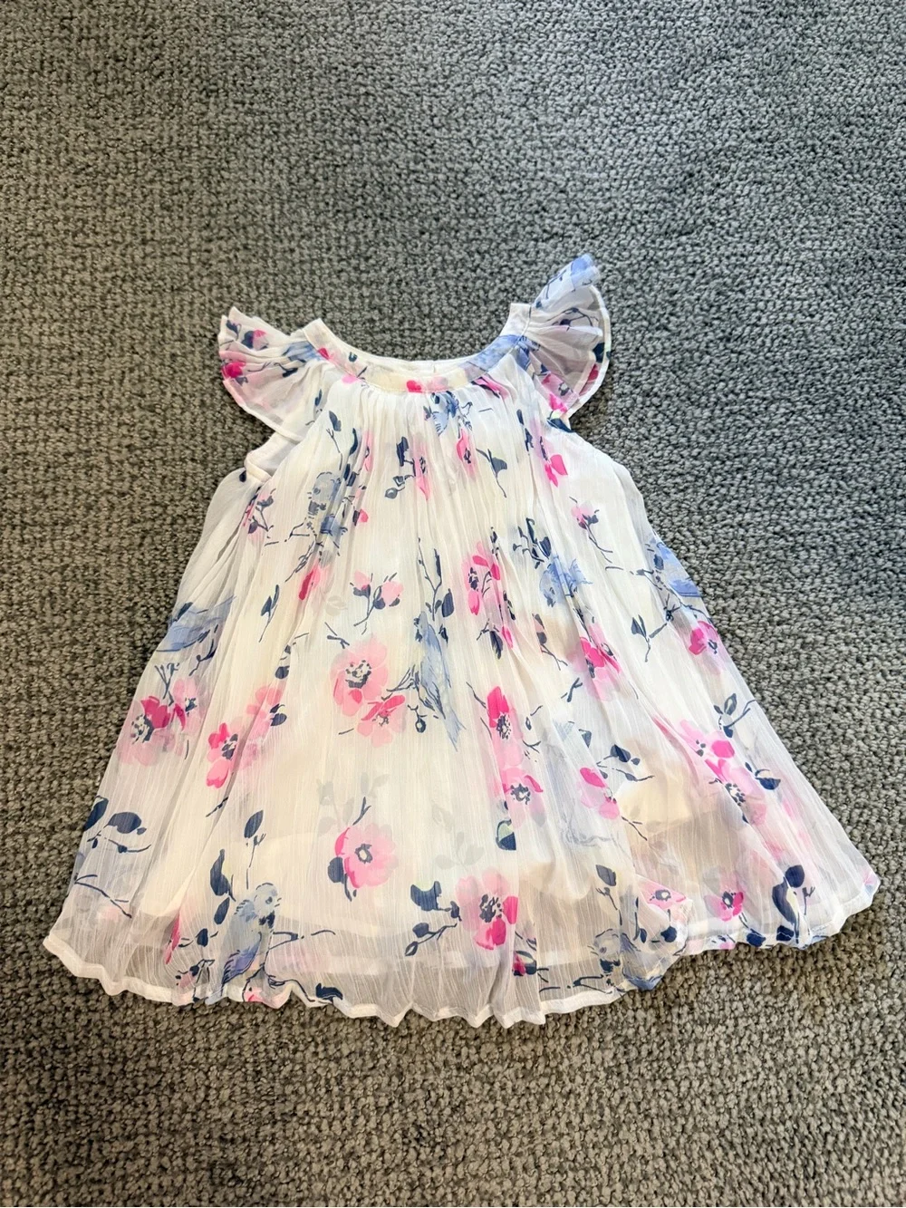 GAP Baby Floral Tie-Shoulder Dress in White, Pink, Blue